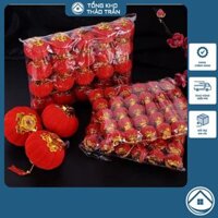 Set 25 đèn lồng đỏ bọc vải nhung trang trí tết 2024, quả cầu nhung treo cây đào quất 2024 - 0223
