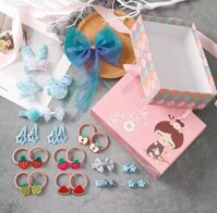 Sét 26 món cột tóc có kẹp cho bé, bộ dụng cụ cột tóc, kẹp tóc cho bé và cá bạn nữ siêu đẹp 8707