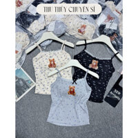 SÉT 3 ÁO 2 DÂY CHẤM BI HÌNH GẤU CÓ MÚT NGỰC