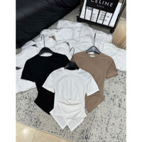 Set 3 Áo thun cổ tròn nhún eo vạt chéo siêu hottttt