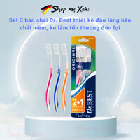 Set 3 bàn chải Dr. Best thiết kế đầu lông bàn chải mềm, ko làm tổn thương đến lợi