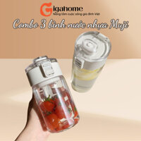 Set 3 Bình Nhựa Đựng Nước Trong Suốt Có Nắp Đậy Và Quai Cầm 35-/550/800ml GIGAHOMEVN 11841