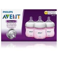Set 3 Bình sữa avent 125ml màu xanh hồng