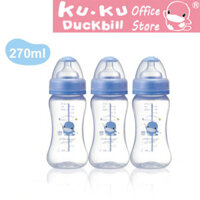 set 3 bình sữa cổ rộng KUKU nhựa PP cao cấp 270ml ku5923
