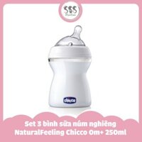 Set 3 bình sữa núm nghiêng NaturalFeeling Chicco 0m+ 250ml