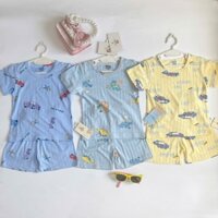 Set 3 bộ cộc tay xuất hàn thông hơi kháng khuẩn siêu mát cho bé trai 8-15kg