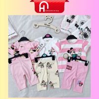 Set 3 bộ hoạ tiết mickey chơi thể thao quần legging tone màu trắng hồng chất cotton mềm mịn - HNOrderChina