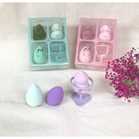 Set 3 bông mút tán nền + 1 ly đựng Habaria