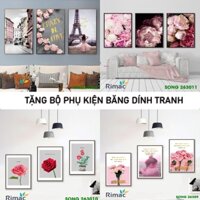 Set 3 bức tranh hoa hồng dán tường phòng khách