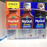 Set 3 chai Siro ho, cảm Vicks DayQuil & NyQuil Cold & Flu