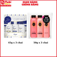 Set 3 chai  sữa Tắm, Dầu Gội, dầu Xả du lịch tiện lợi Dove, Shiseido nội địa Nhật