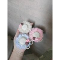 Set 3 chiếc kẹp mũ phụ kiện trang trí tóc cho bé màu trắng hồng xanh siêu đáng yêu