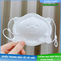 Set 3 Chiếc khẩu trang trẻ em hình Gấu 3D Uni Mask kháng khuẩn chống bụi mịn theo tiêu chuẩn nhật bản