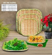 Set 3 đĩa nhựa phích giả mây hình vuông size 8,10,12inch