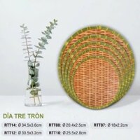 Set 3 đĩa nhựa phích giả mây hình tròn size 8,10,12inch