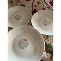 Set 3 đĩa sứ thuỷ tinh Pháp Arcopal 20*2cm -2hand