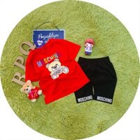 Set 3 đồ bộ bé gái tay ngắn quần lửng siêu cute hình gâu MOSCHINO cho bé 6-24kg.-BDBG15.Sukakid.