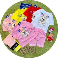 Set 3 đồ bộ bé gái tay ngắn quần lửng siêu cute hình gâu MOSCHINO cho bé 6-24kg.-BdbG15.