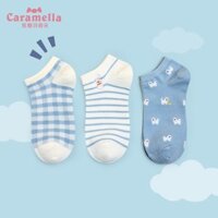 Set 3 đôi tất caramella kẻ caro xanh