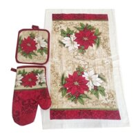 Set 3 Găng Tay cotton Cách Nhiệt Dùng Cho Lò Vi Sóng / Nướng Bánh / Làm Quà Giáng Sinh