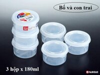 Set 3 hộp đựng thức ăn dặm cho bé 180ml thương hiệu Nakaya Nhật Bản