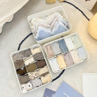 Set 3 Hộp nhựa chia ngăn đựng đồ lót tất vớ mỹ phẩm hộp nhựa PP đa năng có nắp xếp tiết kiệm diện tích