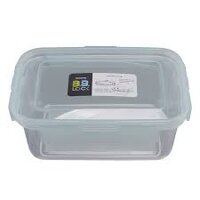 Set 3 hộp nhựa chữ nhật  BB Lock Komax Hàn Quốc 360ml, 720ml, 1.3L Nhựa PP, Gioăng Silicon dùng lò vi sóng