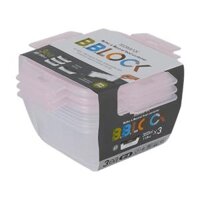 Set 3 hộp nhựa vuông BB Lock KOMAX 350ml