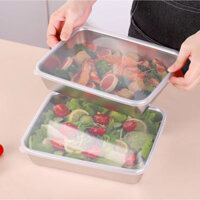 SET 3 KHAY HỘP ĐỰNG THỨC ĂN INOX 304  ĐA NĂNG NẮP NHỰA