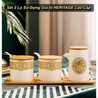 Set 3 Lọ Gia Vị Sứ Premium Ceramic Spice Jar Cao Cấp - Home Decor Furniture