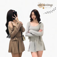 Set 3 món áo 2 dây kèm quần sooc xòe áo khoác cardigan dáng ngắn set đồ nữ thun tăm có bigsize 40-75kg