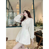 set 3 món áo chân váy kèm áo dây chất vải dập áo cột dây thắt eo phối ren