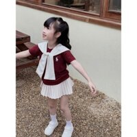 📍SET 3 MÓN – ÁO COTTON THÊU NGỰA + KHĂN THỦY THỦ + CHÂN VÁY XẾP LY 🎀