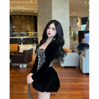 SET 3 MÓN ÁO QUÂY DẠ KÈM MÚT NGỰC + KHOÁC NHUNG + QUẦN NHUNG BÍ CÁ TÍNH QUYẾN RŨ