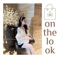 Set 3 món áo ren dài tay ren kèm 2 dây + quần, phong cách quyến rũ, tiểu thư thanh lịch, Áo ren hoa thêu cao cấp tay bèo