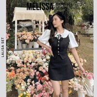 Set 3 món áo sơ mi, chân váy và áo gile, Set Jennie tiểu thư xinh xắn