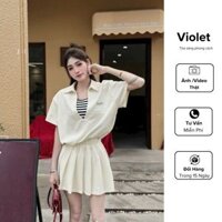 Set 3 Món Áo Váy Nữ Dáng Xòe Kèm Áo Quây Trẻ Trung Năng Động Sb6360 - Violet