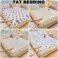 Set 3 món cotton đũi xơ đậu nành,ga kèm 2 vỏ gối đầu