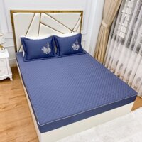 sét 3 món ga gối lụa thương hiệu mẫu bo  chun bọc đệm,ga trải giường lụa mềm mại thoáng mát