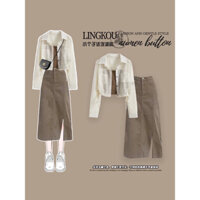 Sét 3 món gồm cv kaki + áo yếm và khoác ngoài siêu hot