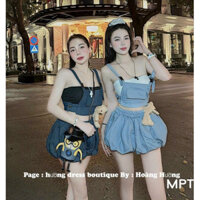 Set 3 món hót hít jean bí 2 lớp áo ống mút ngực kèm lót siêu dễ thương
