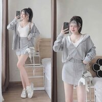 SÉT 3 MÓN NỈ ÁO TRONG TĂM LẠNH ÁO KHOÁC VÀ CHÂN VÁY NỈ( CHÂN VÁY CÓ LÓT)