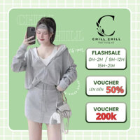 Sét 3 Món Nỉ, Áo Trong Tăm Lạnh Áo Khoác Và Chân Váy Nỉ (Chân Váy Có Lót)