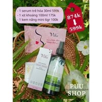 SET 3 MÓN SERUM TRẺ HÓA 30ML, XỊT KHOÁNG 100ML, KEM ẨM/ KEM NẮNG MINI 6GR