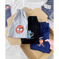 Set 3 quần bé trai cộc hè hoạ tiết siêu nhan khủng long chat cotton mềm mịn co giãn thấm hút cho bé mặc thay đổi đi hoc