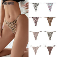 Set 3 Quần Lót Chữ T Lưng Thấp Không Đường May Siêu Mỏng In Họa Tiết Da Báo Nhanh Khô Quyến Rũ Cho Nữ