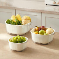 Set 3 Rổ Đựng Rau Củ 2 Ngăn Tiện Lợi Cho Nhà Bếp