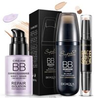 Set 3 sản phẩm trang điểm có kem nền BB tím, BB lăn và thỏi tạo khối 2 đầu