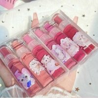 Set 3 son kem bóng Cappuvini vỏ trong hoạ tiết mèo