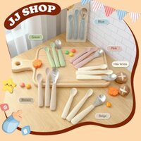 Set 3 Thìa Muỗng Ăn Dặm Silicone. Inox TOBE Nhiều Màu Cho Bé